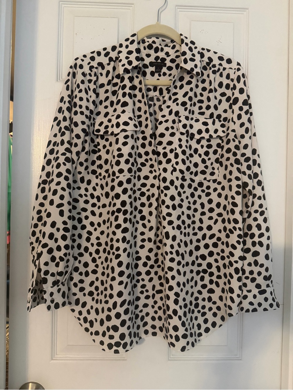 Ann Taylor Black and White Spot Print Blouse